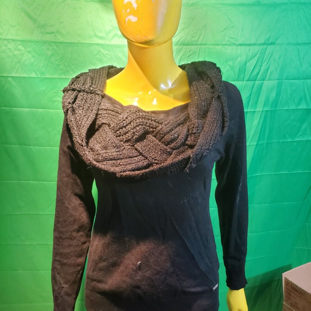 So Nice collection Large tunic women black women long sleeves wool neck goth